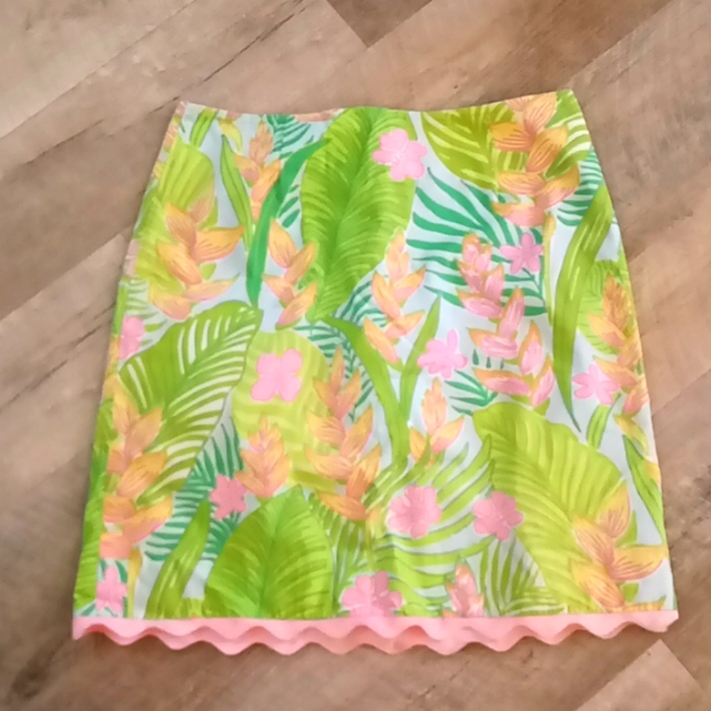 Lilly Pulitzer Tropical Scalloped Hem Skirt size 6